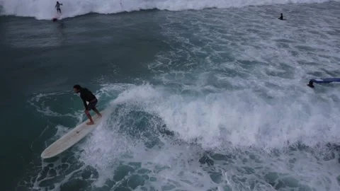 Man Catching A Wave Whilst Surfing, Close Up - Byron Bay Stock Footage 239576185