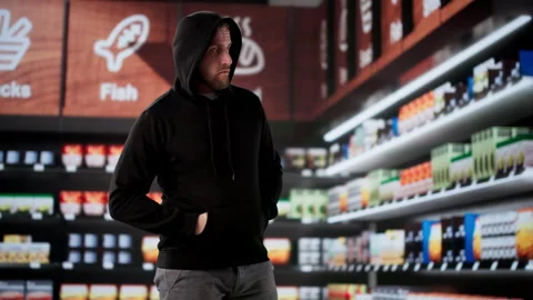 Man Caught On CCTV Stealing Item 스톡 동영상 328404049