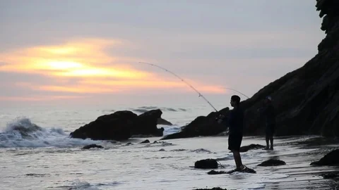 Man caught a fish Stock Footage 83175035