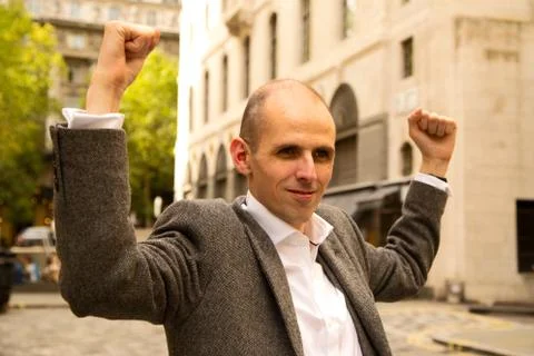 Man celebrates Stock Photos