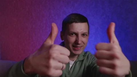 Man celebrating boxing win and saying wow with hands up Stock Footage 333757015
