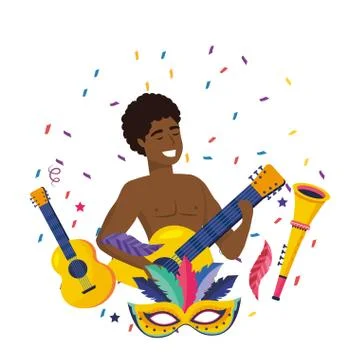 Man celebrating brazil carnival Stock-Illustration