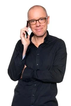 Man with cell Stock Photos