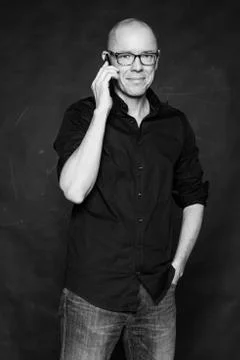 Man with cell Foto stock