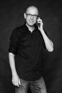 Man with cell Stock Photos