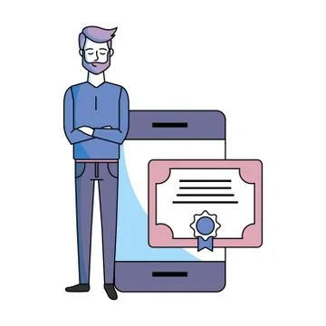 Man with cellphone 스톡 일러스트