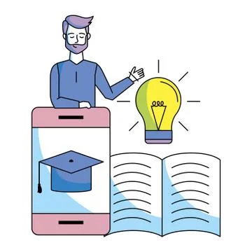 Man with cellphone 스톡 일러스트