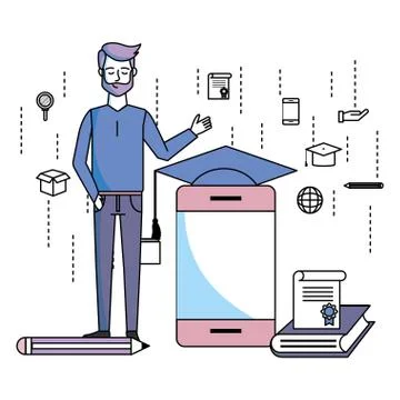 Man with cellphone Stockillustratie