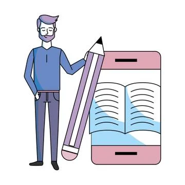 Man with cellphone Illustrazione stock