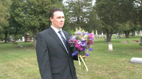 Man in Cemetery Stock Footage 530120