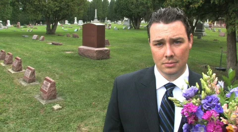 Man at Cemetery Stock Footage 530127