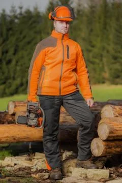 Man with chainsaw Foto stock
