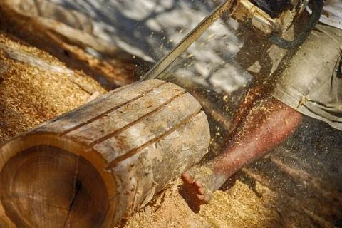 Man with chainsaw Stock Photos