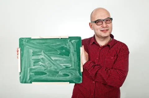Man with chalkboard Фото