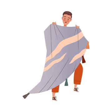 Man Character Afraid of Something Feeling Scared and Terrified Shaking with Fear Stock Illustration