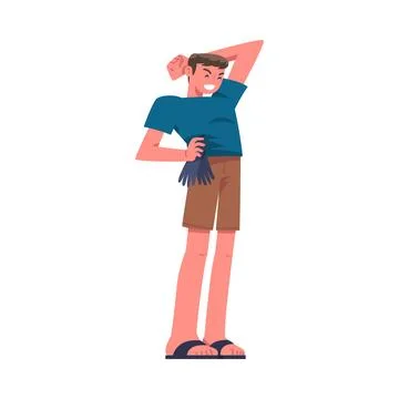 Man Character Collecting Garbage on Beach Stand with Gloves Vector Illustration Stock Illustration