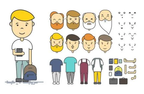 Man character creation set Stock Illustration