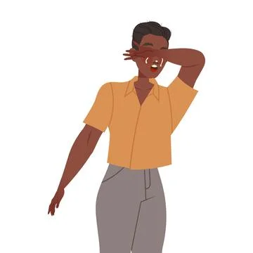 Man Character Crying, Weeping and Sobbing from Sorrow and Grief Feeling Sad and Stock Illustration