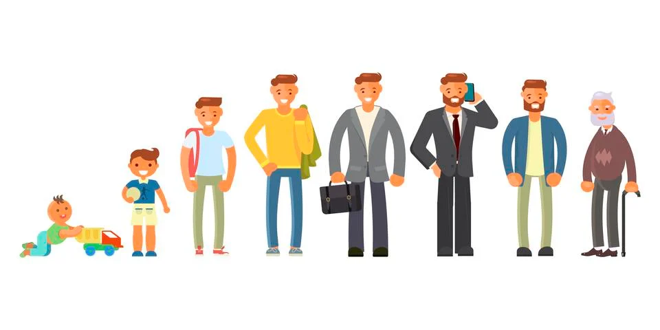 Man character in different ages Stock Illustration