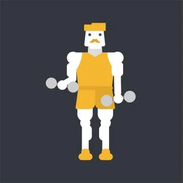 Man character doing biceps exercise Stock Illustration