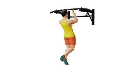 Man Character doing Chin-up Curl Stock Footage 281223256