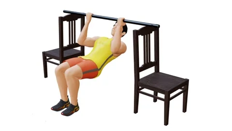 Man Character doing Chin-up Curl Stock Footage 281223535