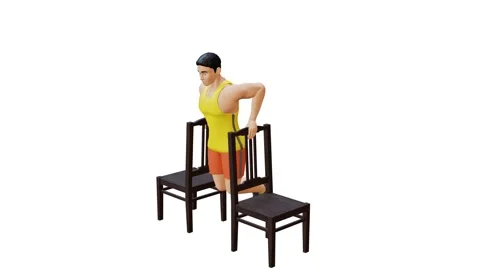 Man Character doing Dips between Chairs Video stock 281384385