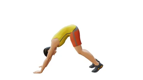 Man Character doing Downward Dog Stock Footage 234468127
