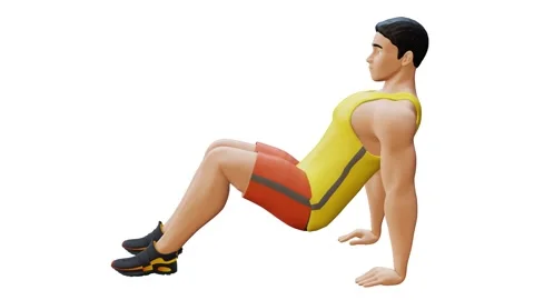 Man Character doing Floor Triceps Dip Video stock 281384607