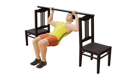 Man Character doing Inverted Row with Bent Knee Stock Footage 281223308