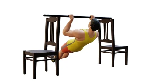 Man Character doing Inverted Row Stock Footage 281223395