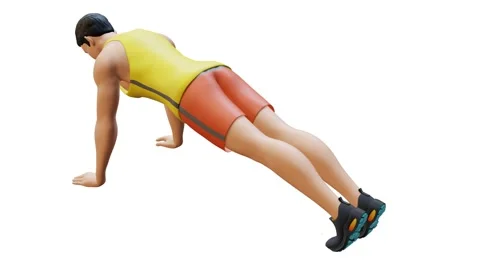 Man Character doing Leg Plank Extension Stock Footage 281385342