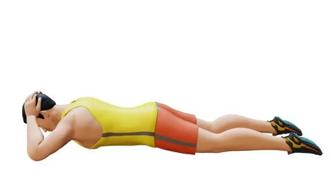 Man Character doing Lying Floor Hyperextension Stock Footage 281223558