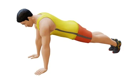 Man Character doing Scapula Push-Up Stock Footage 281223921