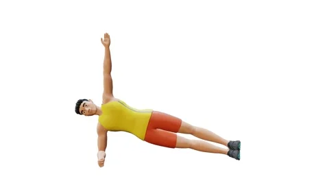 Man Character doing Side Plank - Side Left Stock Footage 234467915