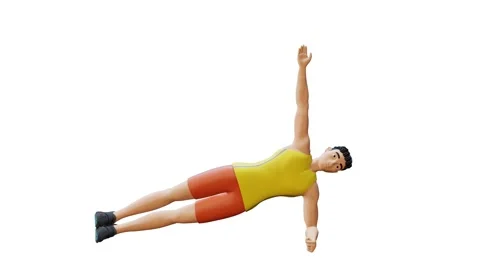 Man Character doing Side Plank - Side Right Stock Footage 234467943