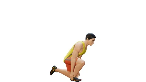 Man Character doing Single Leg Heel Touch Squat Stock Footage 281385636