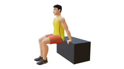 Man Character doing Triceps Dips Stock Footage 234467811