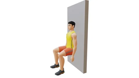 Man Character doing Wall Sit exercise Video stock 234467475