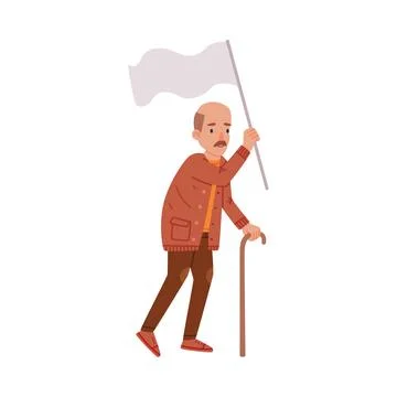 Man Character with Empty Placard and Banner Vector Illustration Stock Illustration