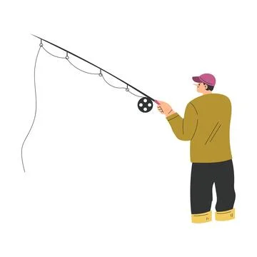 Happy boy scout with a fishing rod and bucket Vector Image