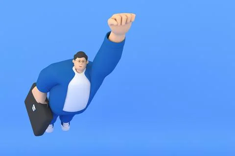 A man character flying . 3d rendering of business models. 스톡 일러스트