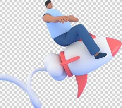 A man character flying . 3d rendering of business models. Illustration