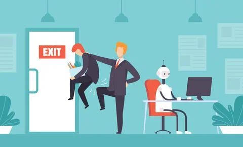 Man Character Get Fired from Work Vector Illustration Stock Illustration