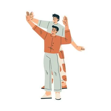 Man Character Giving High Five Hand Gesture with Joy Vector Illustration Stock Illustration