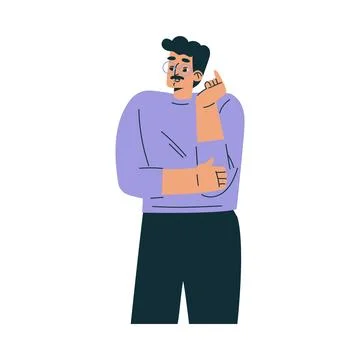 Man Character in Glasses Thinking as Productive Team Member Vector Illustration イラスト素材