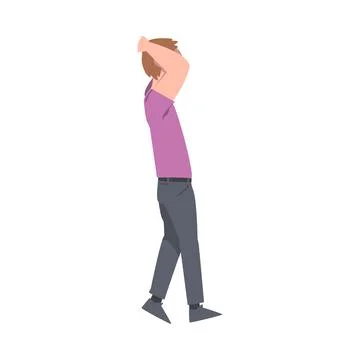 Man Character Going or Walking Taking Steps Forward Side View Vector Stock Illustration