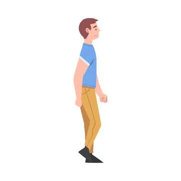 Man Character Going or Walking Taking Steps Forward Side View Vector Stock Illustration