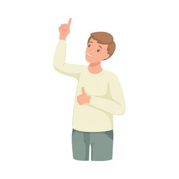 Man Character Indicating Something Pointing with Index Finger as Hand Gesture Stock Illustration