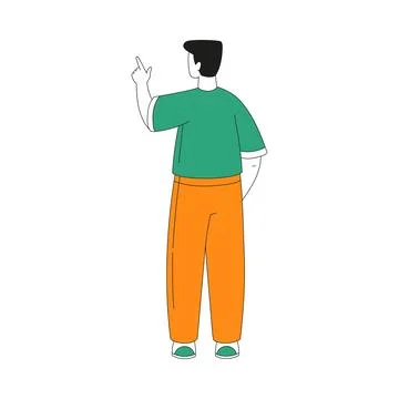 Man Character Indicating Something Pointing with Index Finger as Hand Gesture Stock Illustration